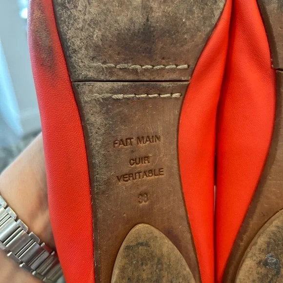 Bagllerina Orange ballet Flats, size 38. French brand. Have wear but GUC - Picture 5 of 6